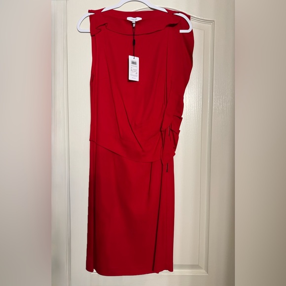 NWT REISS Robyn Ruffle Side Bodycon Dress In Red. $370 - Picture 3 of 14